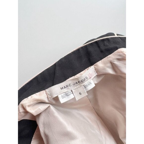 MARC JACOBS Black Cotton Faille Cream Piped Trim Blazer Jacket, Size 00 - Picture 12 of 16